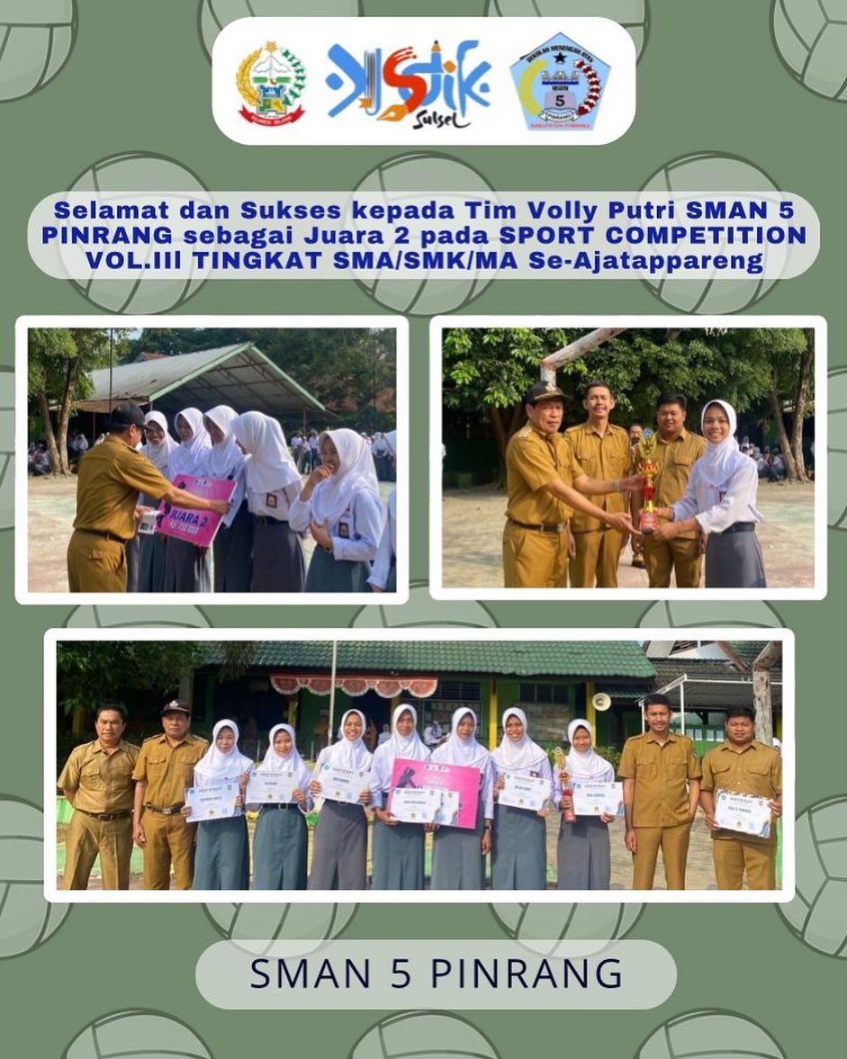Tim Voli Putri SMAN 5 Pinrang Raih Juara 2 di Sport Competition Vol. III Tingkat SMA/SMK/MA Se-Ajatappareng